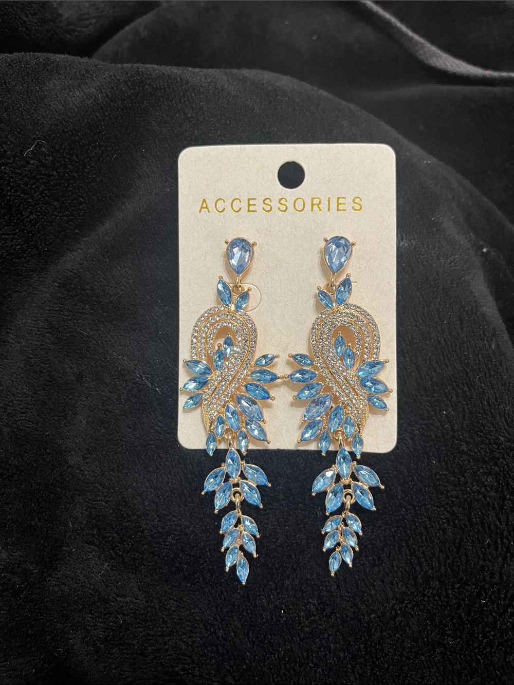 Accessorize Gold-Tone Dangle Earrings with Sky Blue Crystal Marquise Drops